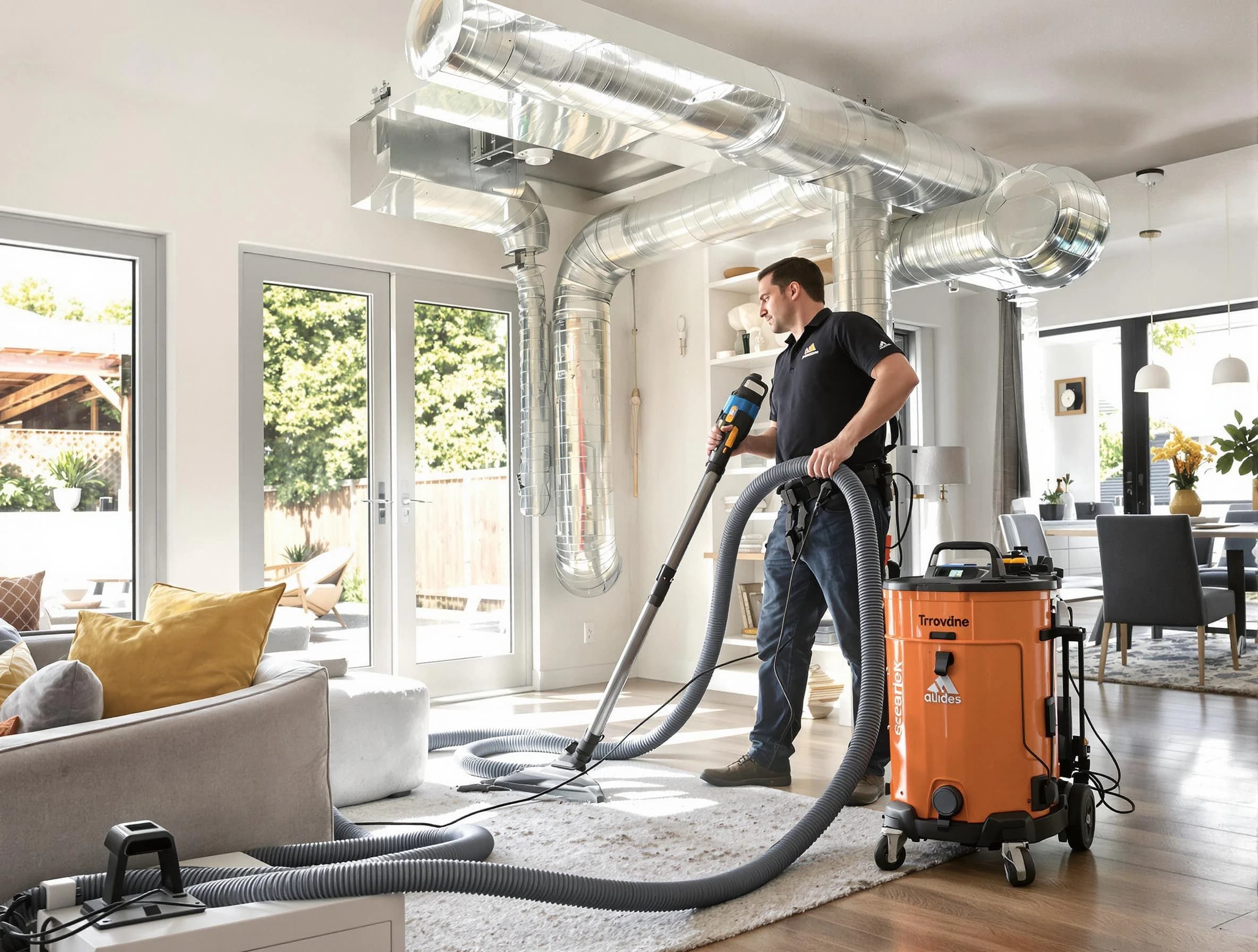Leominster Air Duct Cleaning specialist performing thorough residential duct cleaning using advanced equipment in Leominster